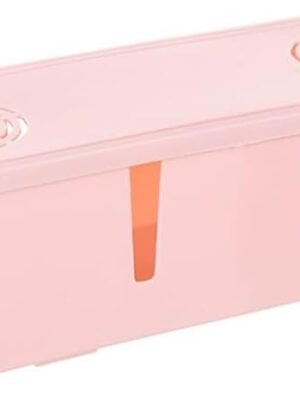 Plug Socket Dust Safety Box Pink Cable Hider Box for Storage and Organization of Cords Wires and Cables for Desk and Home Use
