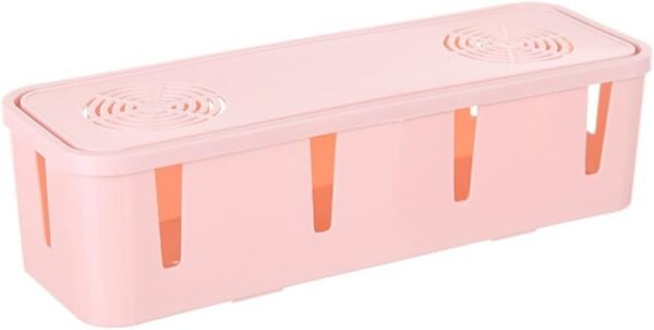 Plug Socket Dust Safety Box Pink Cable Hider Box for Storage and Organization of Cords Wires and Cables for Desk and Home Use