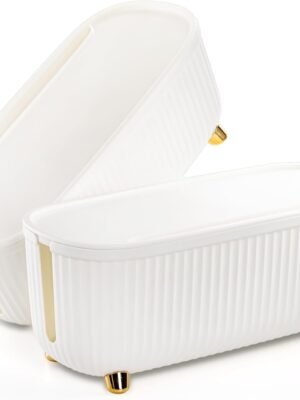 2 Pack Cable Management Box, White Cord Hider Organizer Box with Lid, 13.7''L x 6''W x 5''H Power Strips Hider Concealer for Desk TV Computer USB Hub System