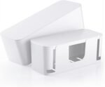 2 Pack Cable Management Box, Stylish Cable Box with Cord Organizer for Desk, Pet & Child-Proof Cord Hider and Power Strip Protector, Ideal for Home & Office, Durable Cable Organizer Box