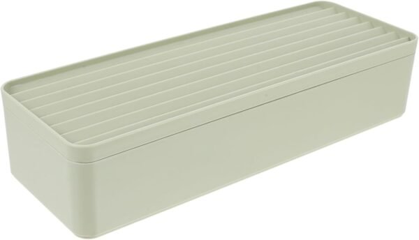 Plastic Cord Storage Box with Lid Desktop Wire Organizer for Home Office Dorm Capacity with Compartment Design Avocado