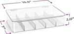 Clear Cable Organizer Storage Box – Durable Plastic Wire Management Solution with Hinged Lid & 5 Fixed Dividers for Home & Office and Sorting Jewelry, Small Toys, Building Blocks, Markers