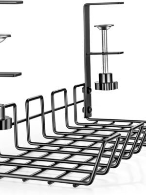 Under Desk Cable Management Tray Organizer for Cord Wire Desk Table Rack No Drill Installation for Home Office Workstation PC Computer Desktop Laptop