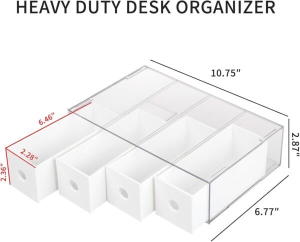 2 Pack Plastic Cord Organizer Drawers, Cable Storage Box with 40pcs of Wire Ties, Large Electronics Management Display Case for Desk Accessories, Office Supplies, USB, data Cable (White)