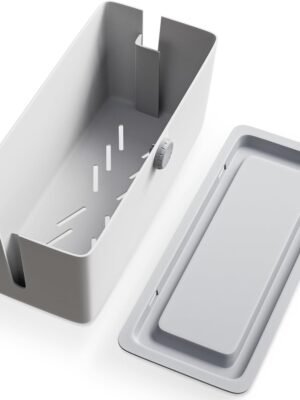 Cable Management Box - Cord Organizer with Child Proof Lock - Cord Hider to Conceal Wires,Power Strips from TV,Computer,Desk and Babies - 12 X 5.25 x 5.25 (Gray)