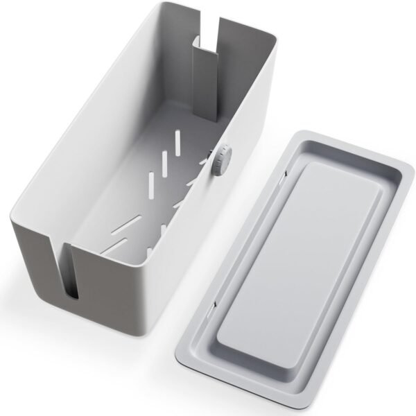 Cable Management Box - Cord Organizer with Child Proof Lock - Cord Hider to Conceal Wires,Power Strips from TV,Computer,Desk and Babies - 12 X 5.25 x 5.25 (Gray)