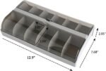 2 Pack Extra Large Cable Organizer Box with 12 Compartments, Plastic Desk Drawer Storage with Lid for Cords, Wire, Phone Charger, Art Crafts, Workshop Tools, Nails, Clips (Gray)