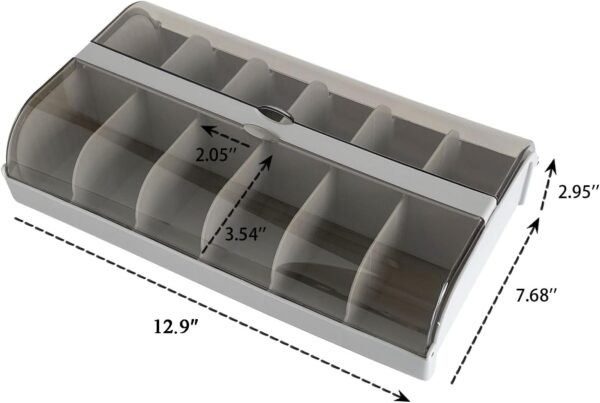 2 Pack Extra Large Cable Organizer Box with 12 Compartments, Plastic Desk Drawer Storage with Lid for Cords, Wire, Phone Charger, Art Crafts, Workshop Tools, Nails, Clips (Gray)