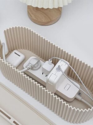 Cable Tidy Box Cord Organizer Plug Board Storage Box Cable Wire Management Case Socket Wireless WiFi Router Bracelet Desktop Data Line Plug Holder Shelf,White