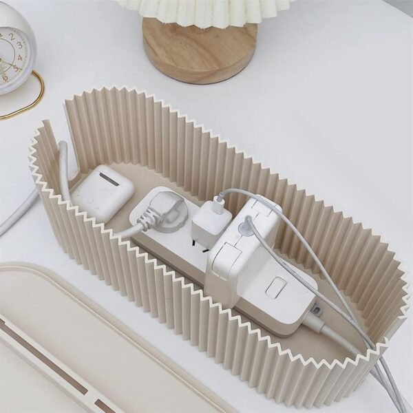 Cable Tidy Box Cord Organizer Plug Board Storage Box Cable Wire Management Case Socket Wireless WiFi Router Bracelet Desktop Data Line Plug Holder Shelf,White