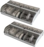 2 Pack Extra Large Cable Organizer Box with 12 Compartments, Plastic Desk Drawer Storage with Lid for Cords, Wire, Phone Charger, Art Crafts, Workshop Tools, Nails, Clips (Gray)