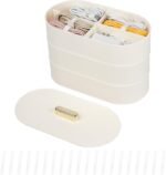 Large Cord Organizer Box with Lid, Plastic Cable Storage Case with 20pcs Wire Ties for Desk Drawer, Home Office Supplies, Electronics, Clips, Clamps, Phone Charger, USB, Data Cables (White)