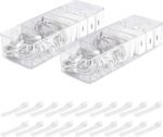 Set of 2 Cable Organizer Storage Box with Lid Clear Plastic Stackable Charging Cord Electronics Management Boxes Holder with 20pcs Wire Ties for Home Office Desktop Drawer Case