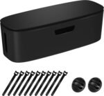 Cable Management Box - Large Cord Organizer Box to Hide Power Strip & Under Desk, TV Computer Wires Cable Organizer Box with , Desk Cord Organizer for Home/Office - Black