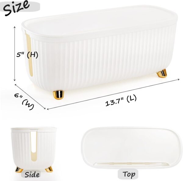 2 Pack Cable Management Box, White Cord Hider Organizer Box with Lid, 13.7''L x 6''W x 5''H Power Strips Hider Concealer for Desk TV Computer USB Hub System