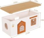 Cable Management Box, Wood Extension Cord Organizer, Handmade Power Strip Box for TV Computer Wire USB Hub System, Surge Protector Cord Hider Box on Desk or Floor (Medium)
