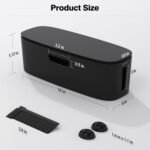 Cable Management Box - Large Cord Organizer Box to Hide Power Strip & Under Desk, TV Computer Wires Cable Organizer Box with , Desk Cord Organizer for Home/Office - Black