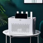 Double-layer Wifi Router Storage Box Desktop Socket Wire Box Set Top Rack Power Strip Hidden