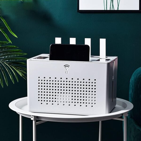 Double-layer Wifi Router Storage Box Desktop Socket Wire Box Set Top Rack Power Strip Hidden