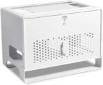 Router Storage Box, Cable Management Box, Cable Cord Organizer Hiding Box, Set-top Box Rack, Desktop Double-Layer Hollow Heat Dissipation Cable Management Box,Large Storage Holder Desk-White