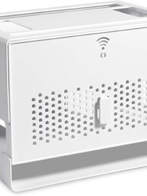 Router Storage Box, Cable Management Box, Cable Cord Organizer Hiding Box, Set-top Box Rack, Desktop Double-Layer Hollow Heat Dissipation Cable Management Box,Large Storage Holder Desk-White