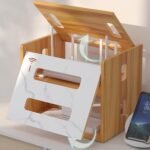 WiFi Router Desktop Storage Box,Power Router Fences Standing Shelf Units,Wooden Cable Management Hider Box Router Storage Racks for Desktop Office and Home,A