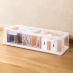 Clear Cable Organizer Box with Lid, Plastic Charger Cable Cord Storage Organizer, Office Desk Organizers, Multifunctional Accessories Storage for Home Drawer Office, Stackable, Clear