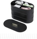 Large Cord Storage Organizer with Lid, Plastic Cable Box with 20pcs Wire Ties for Desk Drawer, Home Office Supplies, Electronics, Clips, Clamps, Pens, Phone Chargers, Art Craft (Black)