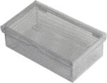 Silver Hinged Mesh Pencil, Markers, Pens Storage Box, School Supply Holder Office Desktop Organizer 2307 (1)