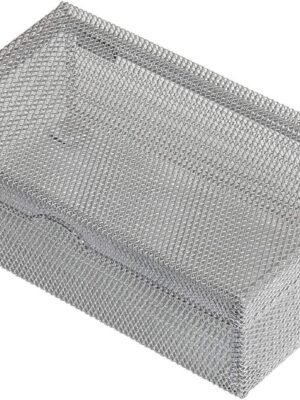 Silver Hinged Mesh Pencil, Markers, Pens Storage Box, School Supply Holder Office Desktop Organizer 2307 (1)