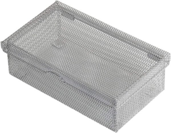 Silver Hinged Mesh Pencil, Markers, Pens Storage Box, School Supply Holder Office Desktop Organizer 2307 (1)