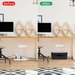 Cable Management Box,Cord Organizer Box for Desk Floor Cable Hide,Cable Box Organizer to Cover The Power Strip Cord Wires for Home Office,Black