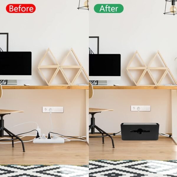 Cable Management Box,Cord Organizer Box for Desk Floor Cable Hide,Cable Box Organizer to Cover The Power Strip Cord Wires for Home Office,Black