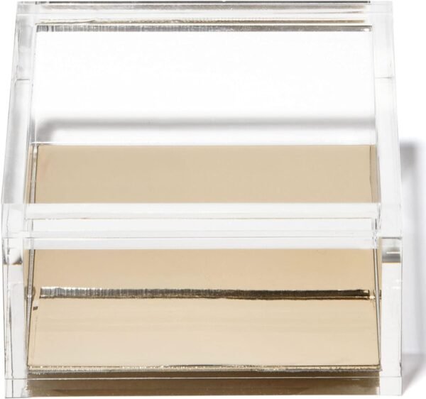 Acrylic Desk Organizer w/Gold Base – Functional & Elegant Odds & Ends Box for Display or Storage – Perfect for Home or Office, Kitchen, Bathroom Vanity, Curio Display - Medium