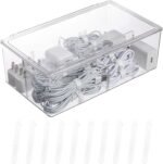 Clear Plastic Cord Organizer Box with Adjustment Compartments, Large Cable Management Case with Lid and 10 Wire Ties for Desk Drawer, Home Office, Art Supply, Electronic Accessories (1 PACK)