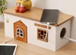 Cable Management Box, Wood Extension Cord Organizer, Handmade Power Strip Box for TV Computer Wire USB Hub System, Surge Protector Cord Hider Box on Desk or Floor (Medium)