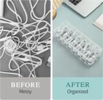 Clear Electronics Organizer Box with 10 Wire Ties, Desktop Cable Management Box with Lid, Acrylic Cord Organizer Case 8 Compartment Electronic Accessories Case for Desk Drawer, Office, Home