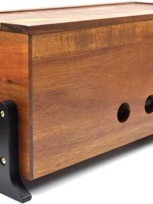 14.1 x 6 x 6.3 inch Large Cable Management Box, Wood Cord Hider Box & Organizer for Power Strip Hider Cable Storage for Office, TV Wires, Desk Cord Organizer, Vintage Walnut, wood