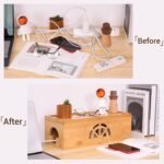 Extra Large Cable Management Box with Lid, Bamboo Cable Box for Cords, Power Strips or Surge Protectors, Hide Loose Wires Behind TVs, Home, Computers, Office Desks by