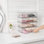 12.1''W Clear Stackable Storage Drawers,2 Pack Acrylic Plastic Organizers Bins for Makeup Palettes, Cosmetics, and Beauty Supplies,Ideal for Vanity, Bathroom,Cabinet,Desk Organization