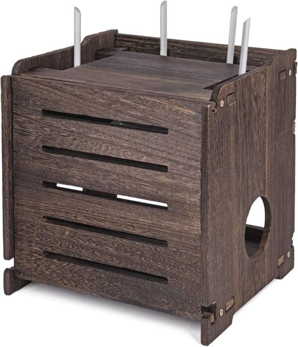 Wooden Wireless WiFi Router Storage Box Modem Router Cover Wood Shelf Power Strip and Cable Management Hider Rack Office Desktop Organizer Shelves Rural Need Assembly