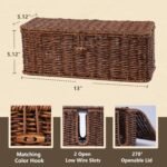Cable Management Box, Rattan Style Cord Organizer for Desk Cord Hider Outlet Covers Baby Proofing for Power Strip TV PC Router Charger Under Desk Storage with Lockable Lid and Cable Ties
