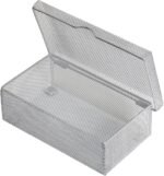 Silver Hinged Mesh Pencil, Markers, Pens Storage Box, School Supply Holder Office Desktop Organizer 2307 (1)
